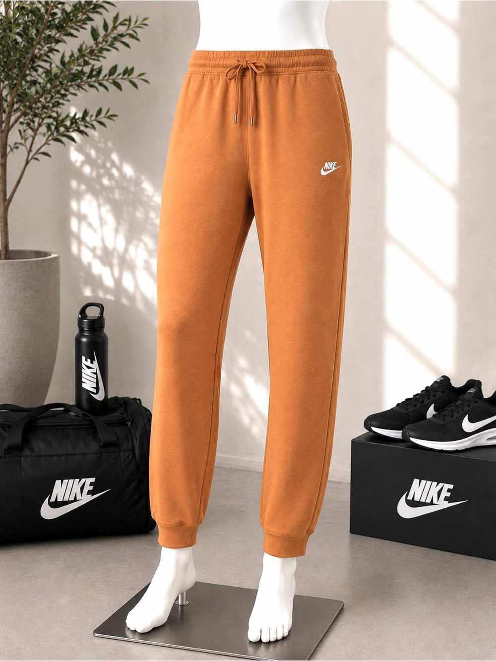 Nike Embroidered Logo Jogger Sweatpants XXL Brown Athletic Lounge